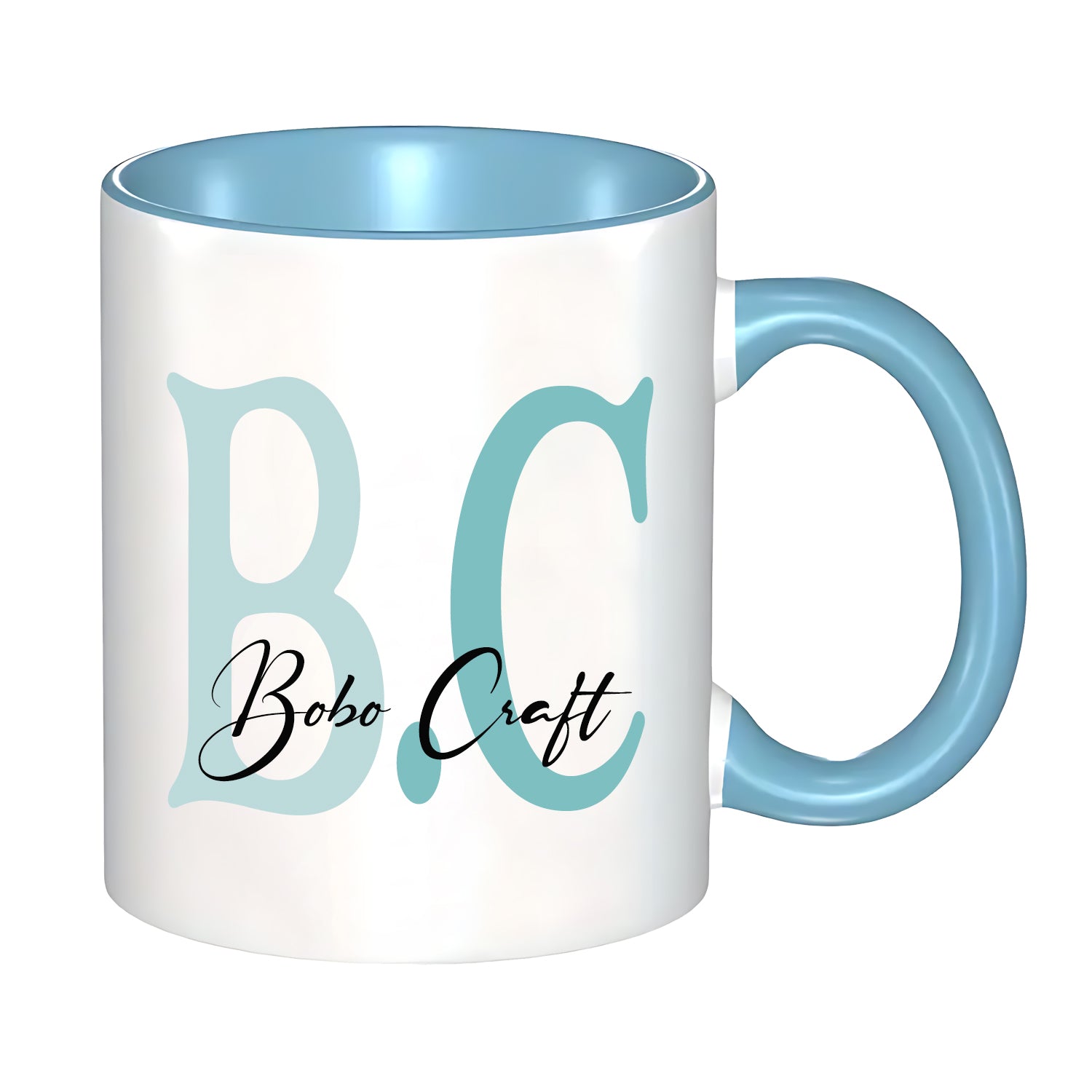 Custom 11oz Two-tone Coffee Mug with 2 Initials and name-BoBo Craft