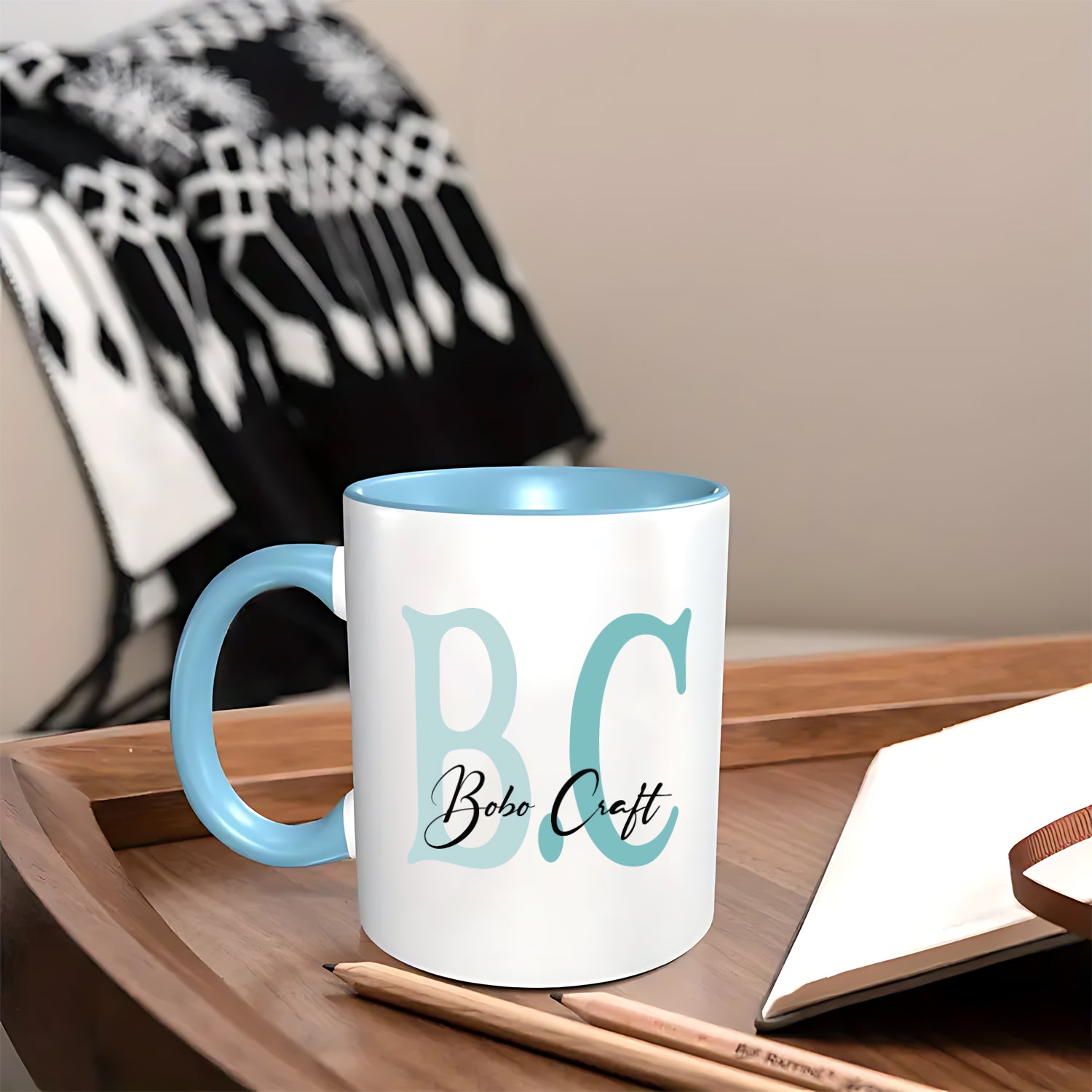 Custom 11oz Two-tone Coffee Mug with 2 Initials and name-BoBo Craft