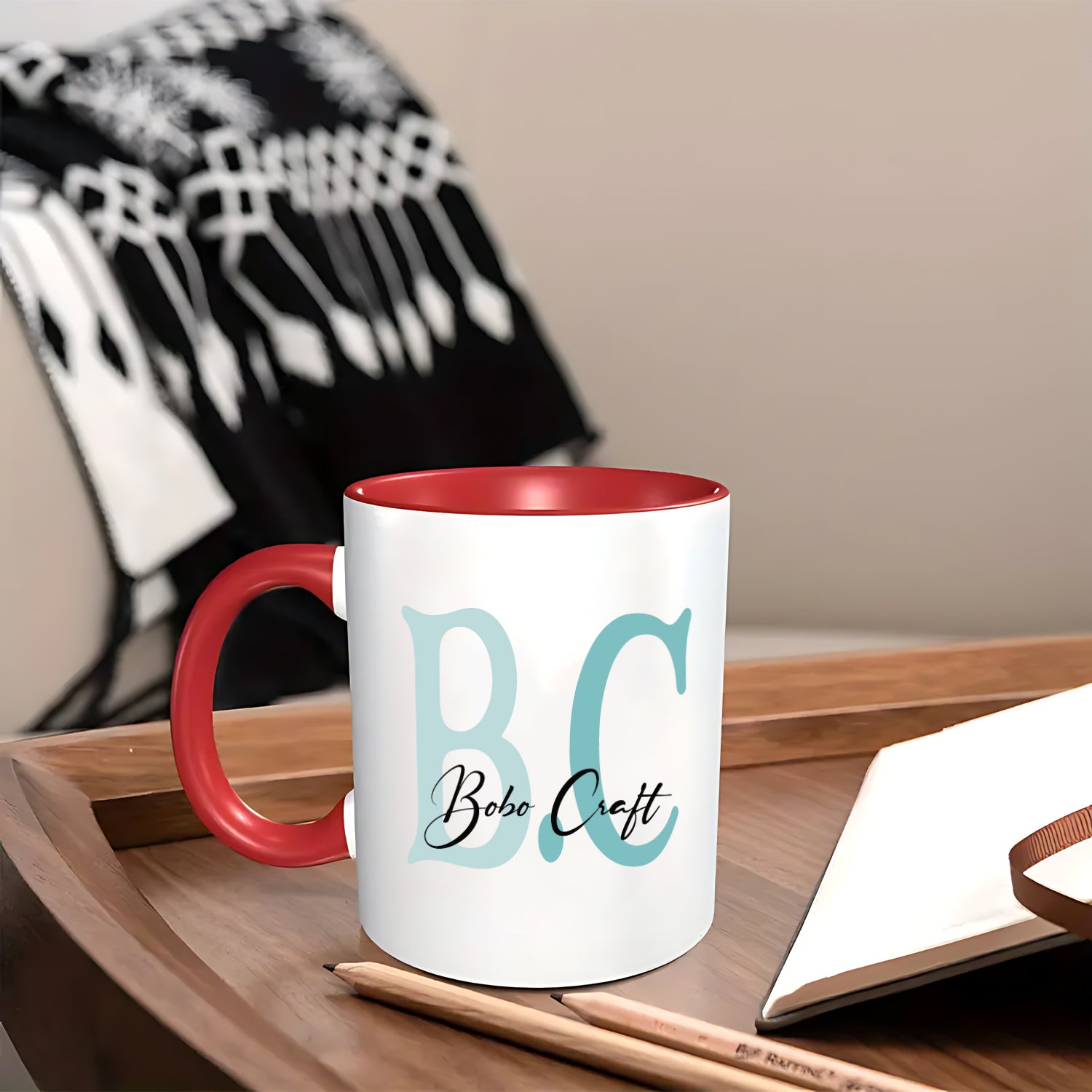 Custom 11oz Two-tone Coffee Mug with 2 Initials and name-BoBo Craft