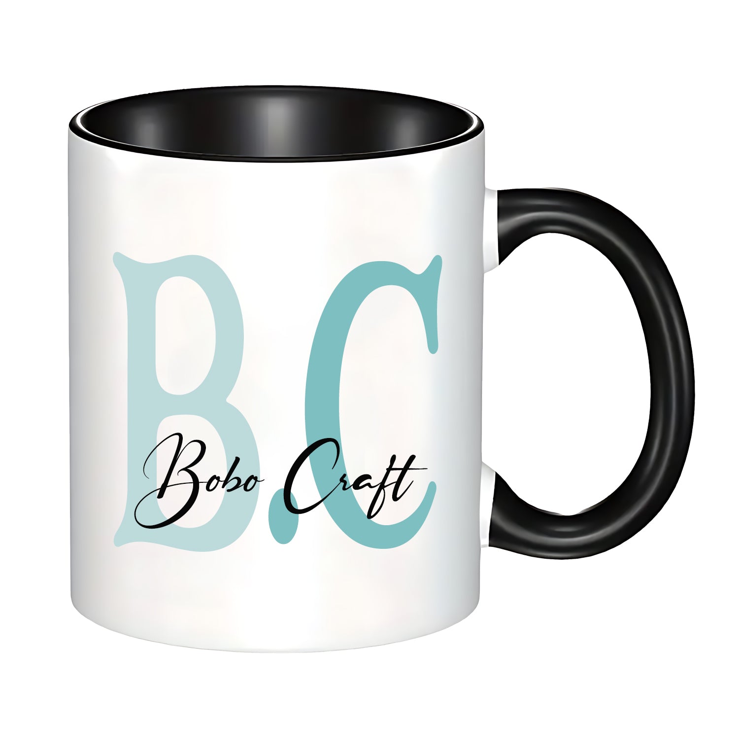 Custom 11oz Two-tone Coffee Mug with 2 Initials and name-BoBo Craft