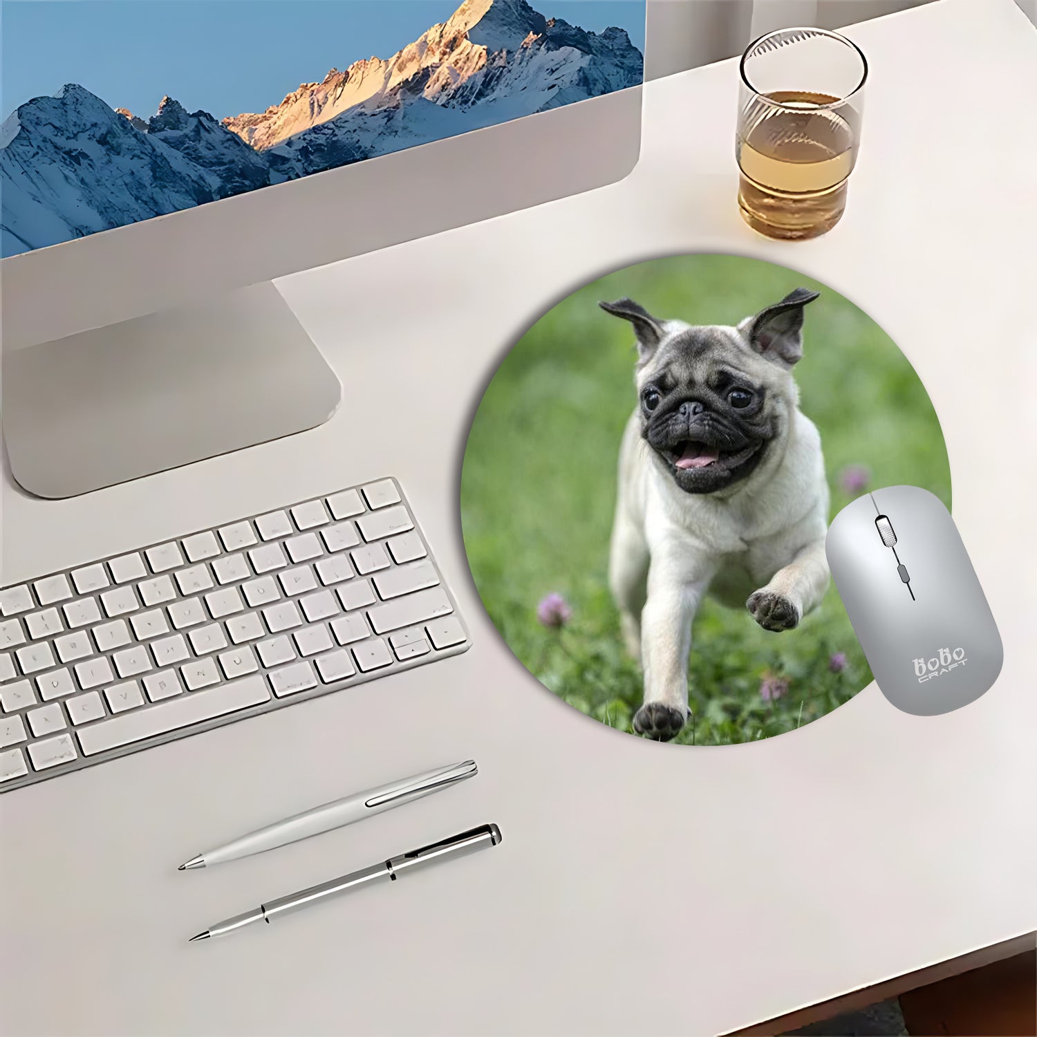 Custom Round Mouse Pad with 1 photo-BoBo Craft