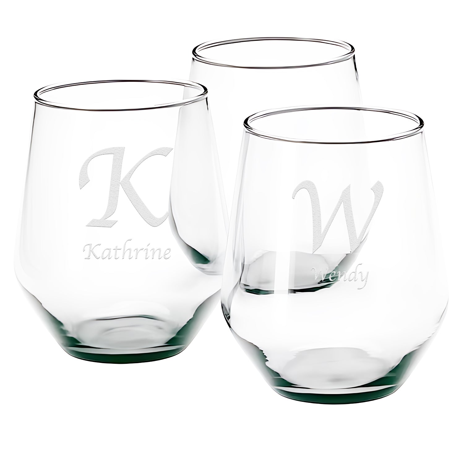 Customize Engraved Stemless Wine Whisky Glass 15OZ-name under initial-BoBo Craft