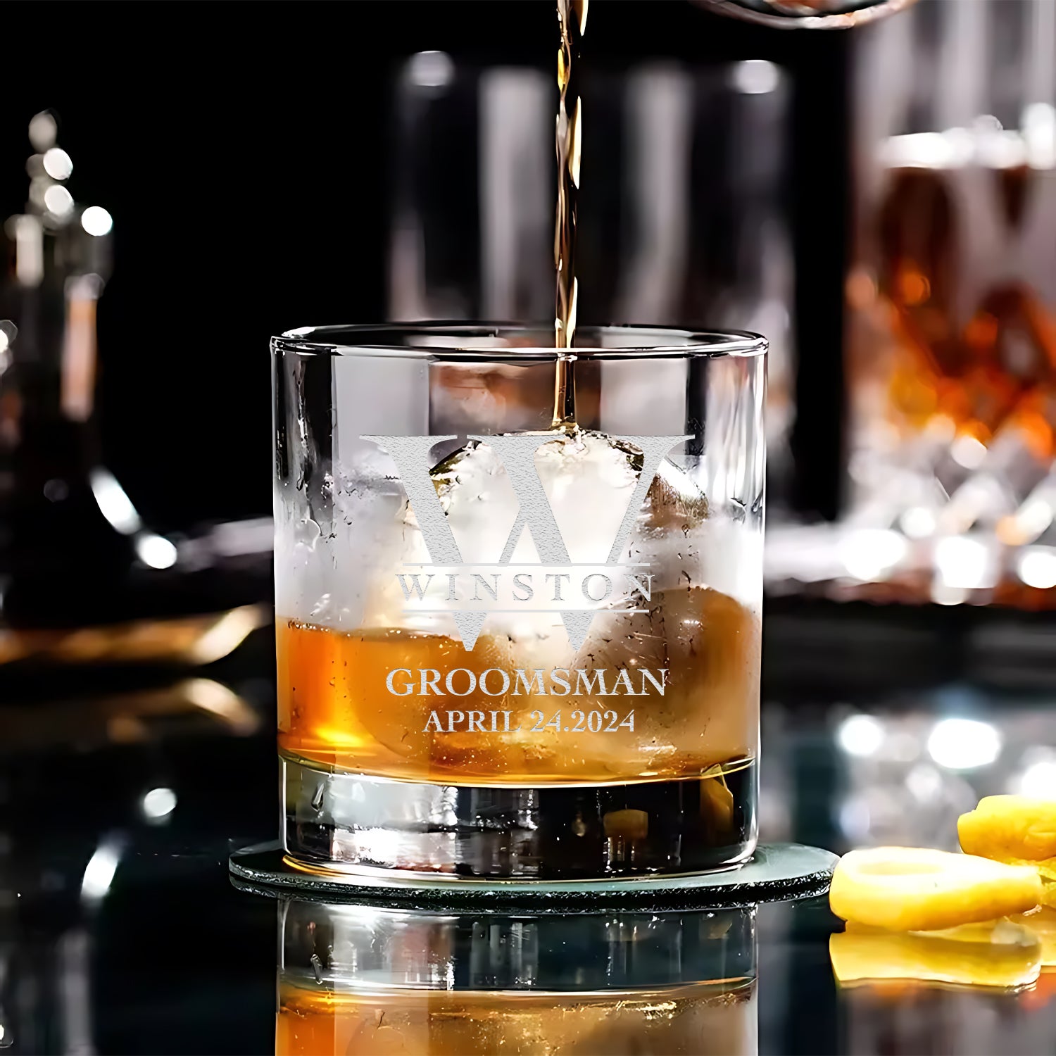 Personalized 12OZ Whiskey Wine Glass, Groomsman Best man Gift