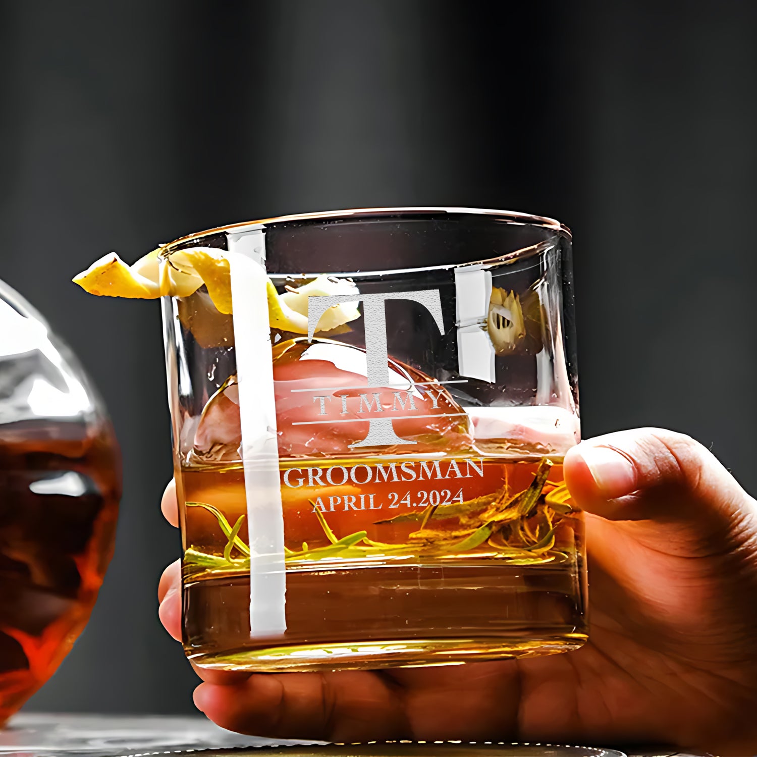 Personalized 12OZ Whiskey Wine Glass, Groomsman Best man Gift