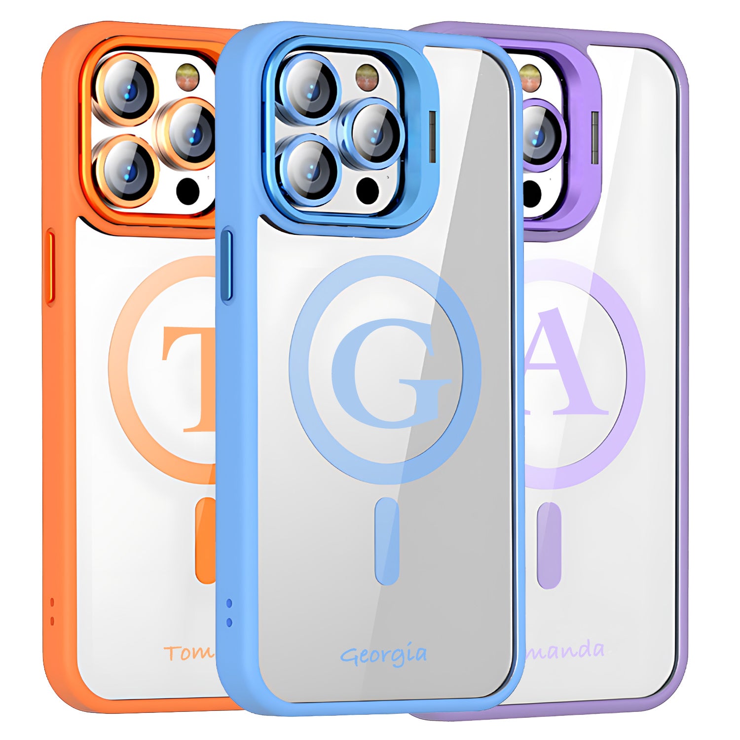 Personalize Hard Stand case for iphone Color Printing initial and name with Camera protection-BoBo Craft