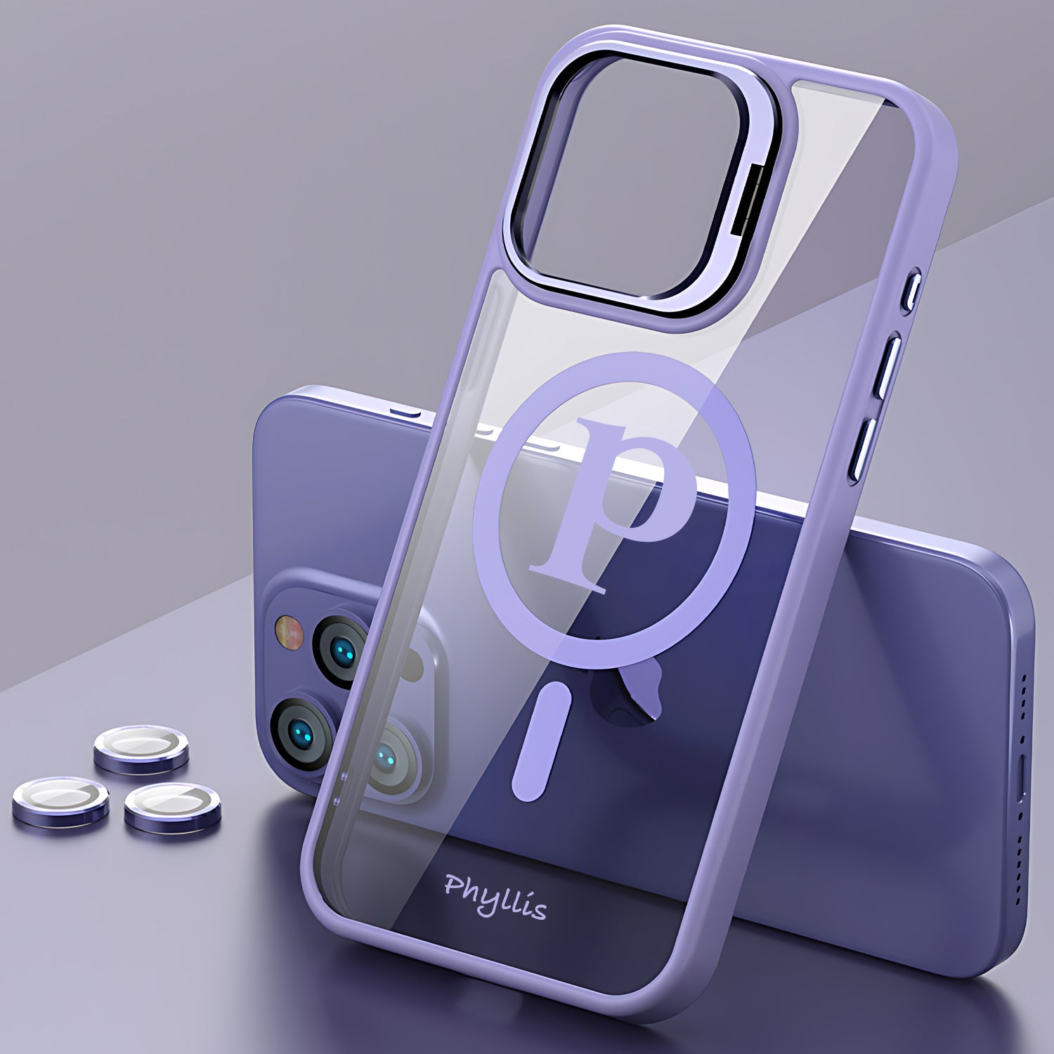 Personalize Hard Stand case for iphone Color Printing initial and name with Camera protection-BoBo Craft