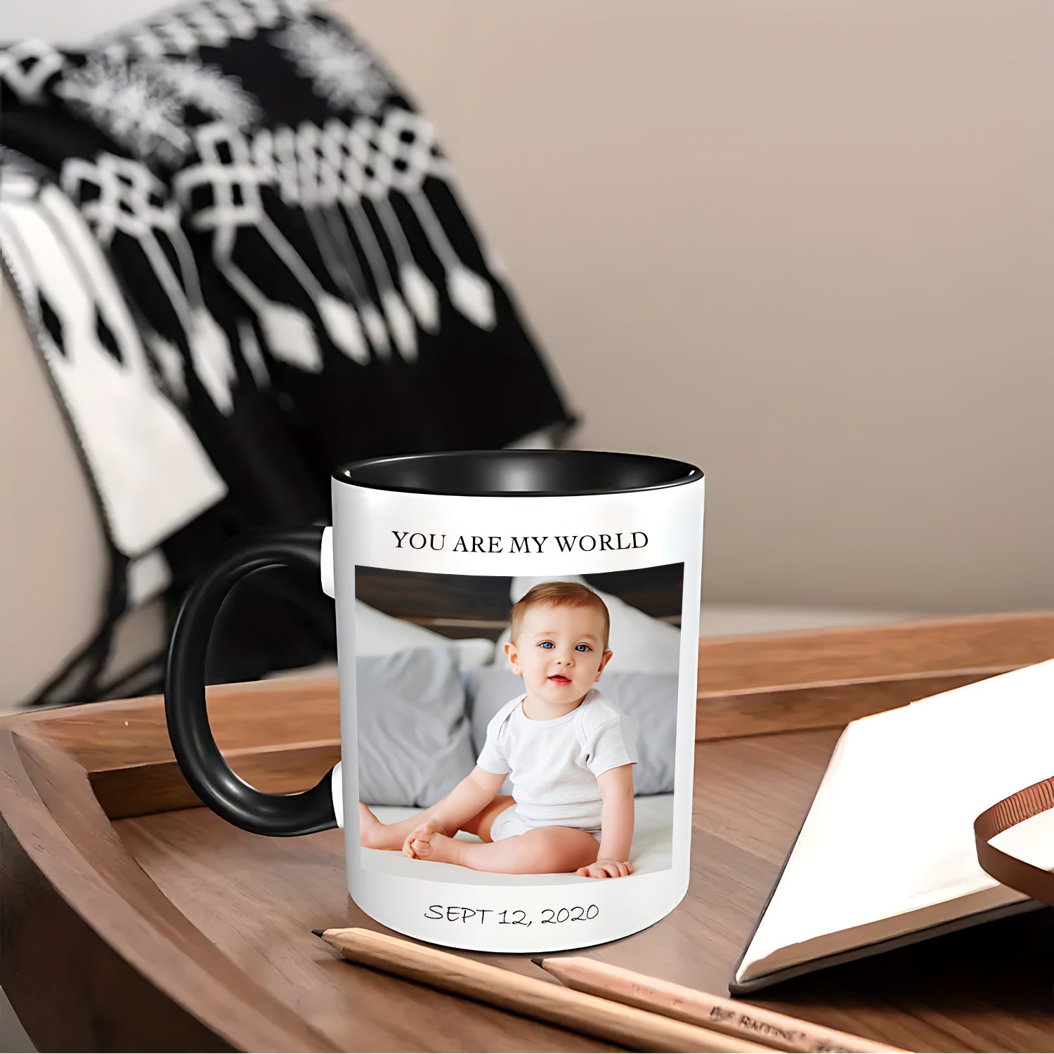 Personalized 11oz Two Tone Coffee Mug with Title and Photo-BoBo Craft