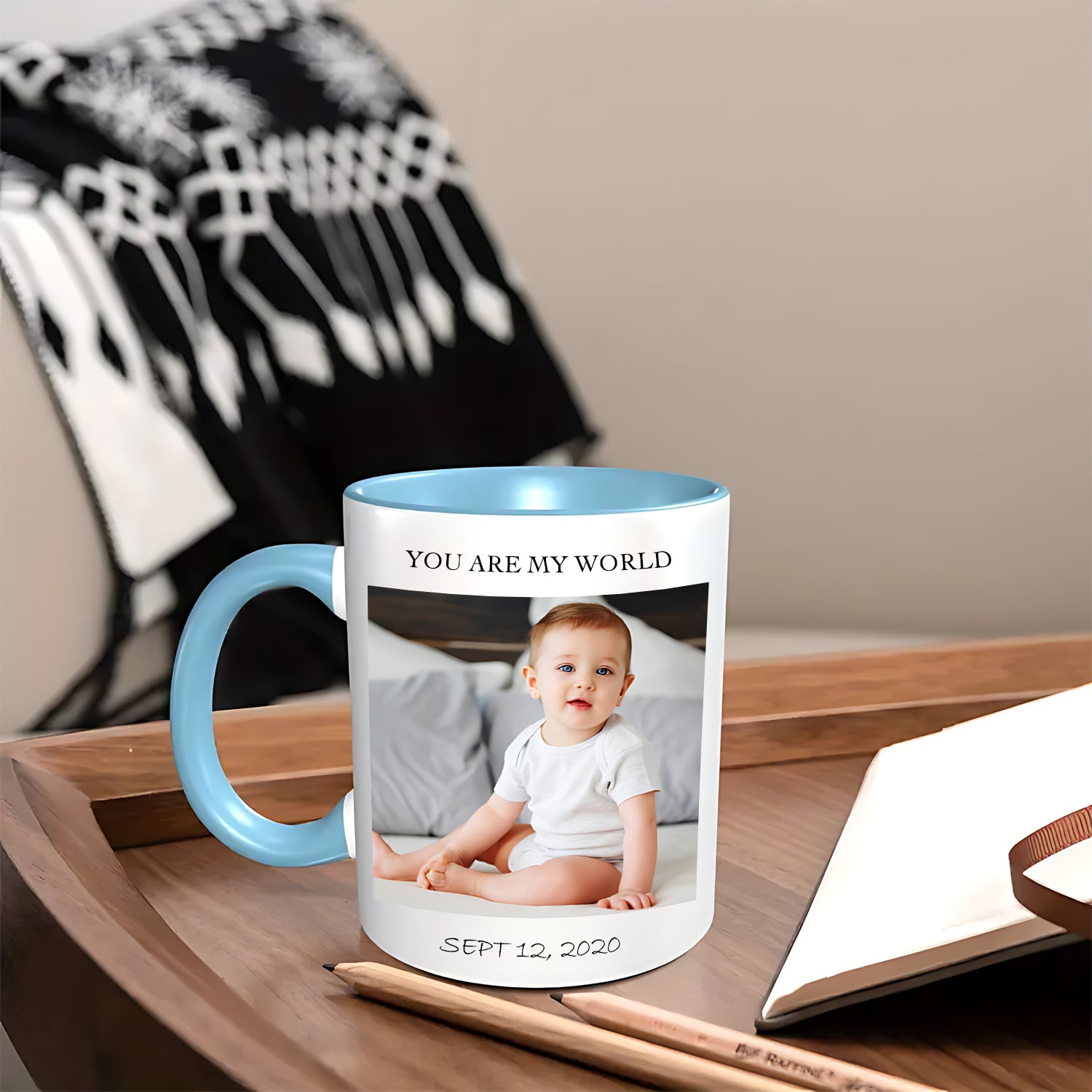 Personalized 11oz Two Tone Coffee Mug with Title and Photo-BoBo Craft