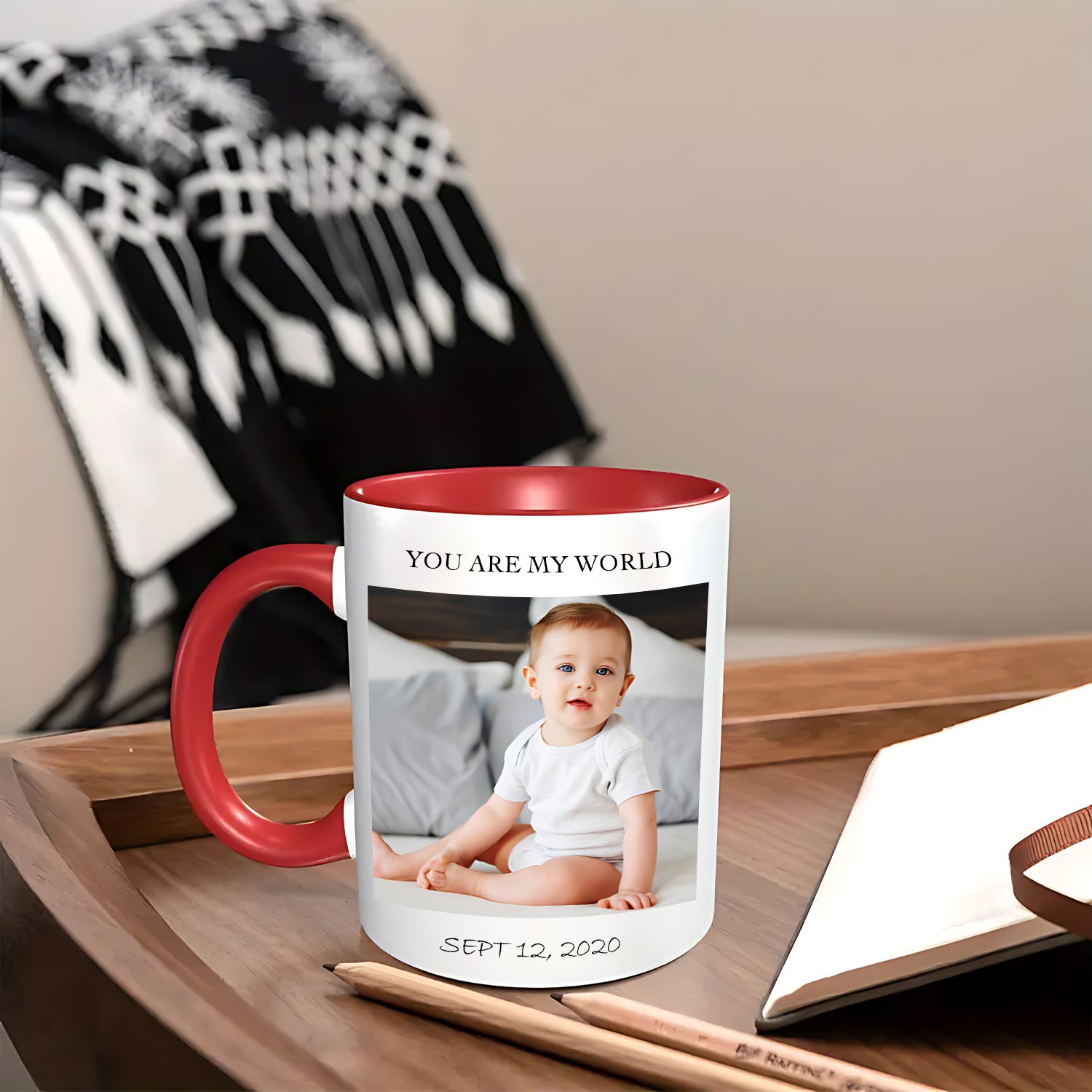 Personalized 11oz Two Tone Coffee Mug with Title and Photo-BoBo Craft