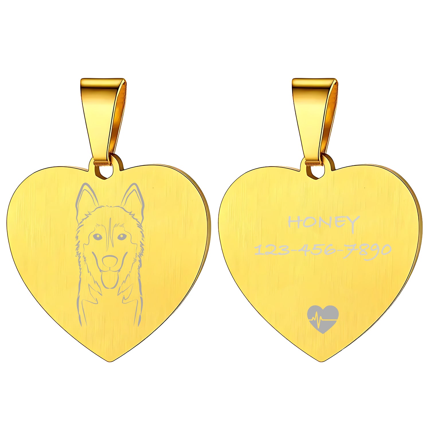 Personalized Engraved Dog Tag Heart Pendant Necklace-BoBo Craft