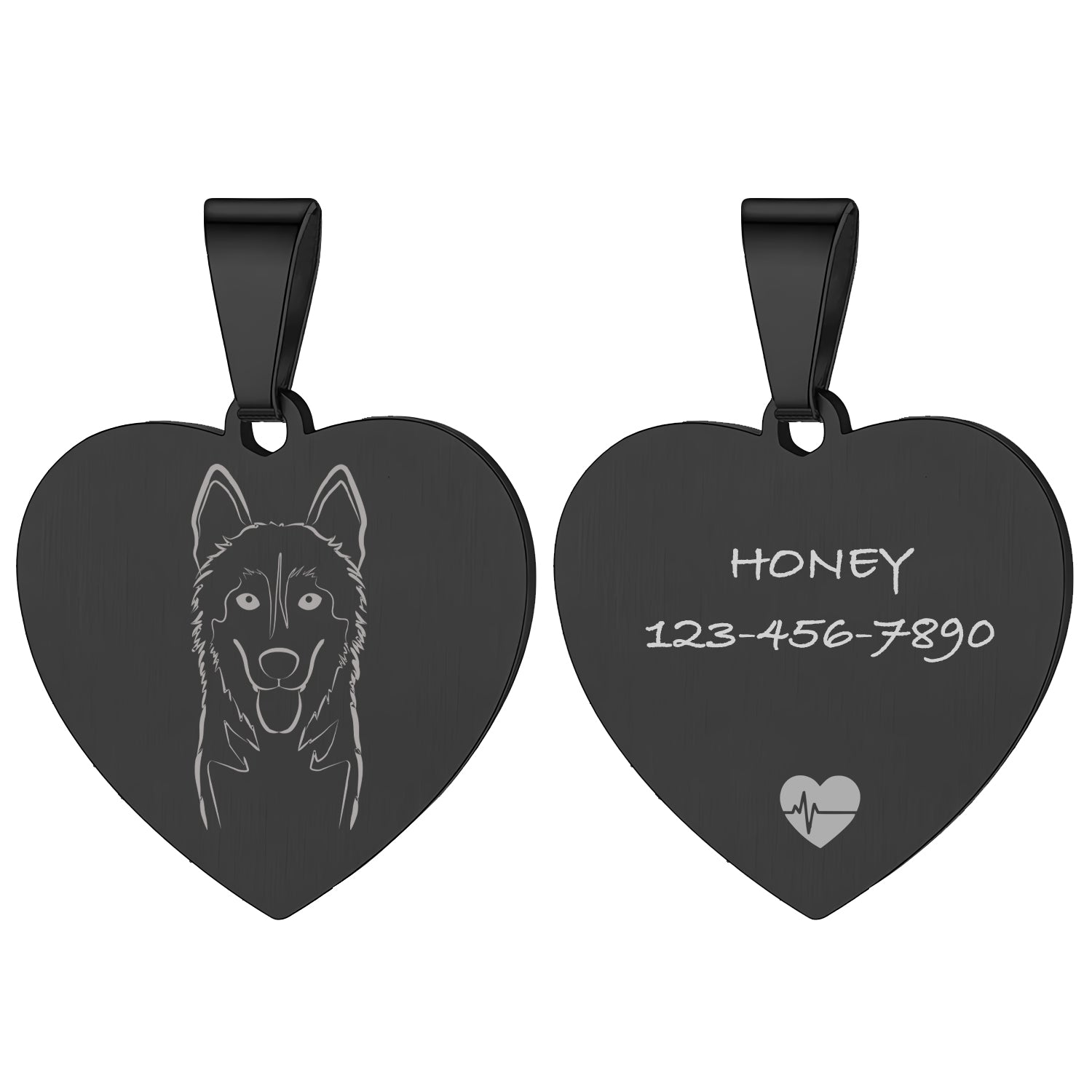 Personalized Engraved Dog Tag Heart Pendant Necklace-BoBo Craft