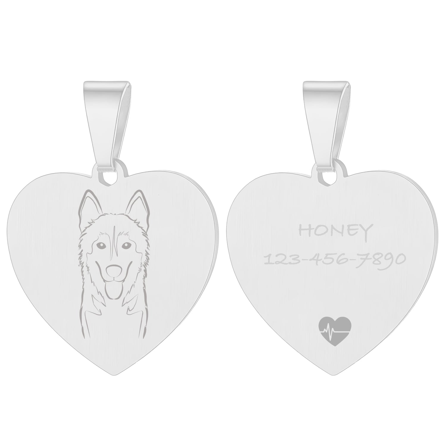 Personalized Engraved Dog Tag Heart Pendant Necklace-BoBo Craft